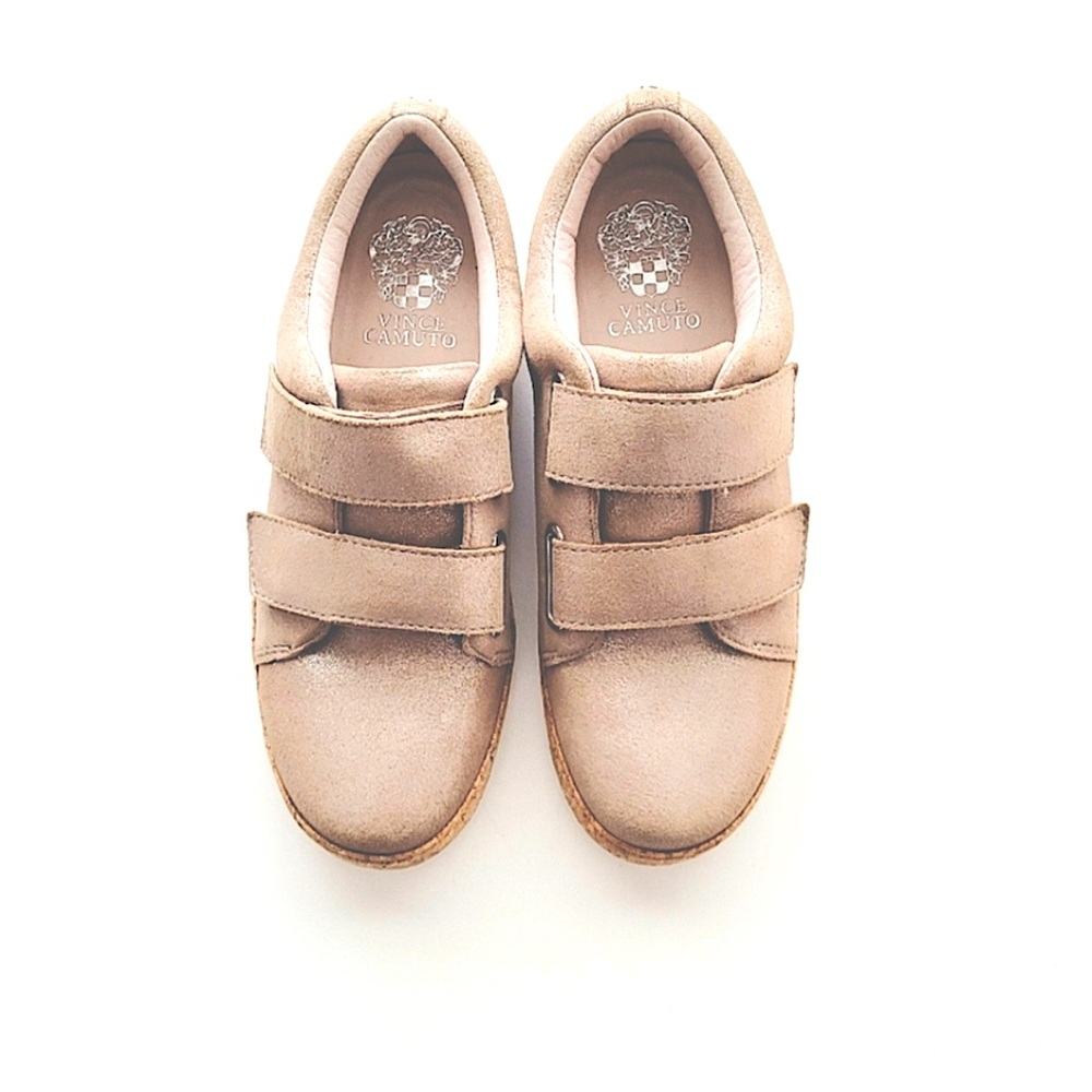 Vince Camuto Chella Pewter Gold Leather Sneaker Women's 7.5